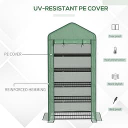 image-Outsunny Widened Mini Greenhouse 5 Tier Green House, 193H x 90W x 49Dcm, Green