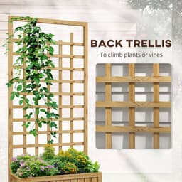 image-Outsunny Wooden Trellis Planter, Raised Garden Bed with Wheels and Bed Liner