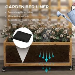 image-Outsunny Wooden Trellis Planter, Raised Garden Bed with Wheels and Bed Liner