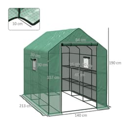 image-Outsunny Walk-in Outdoor Green House with Door and Mesh Windows, Green