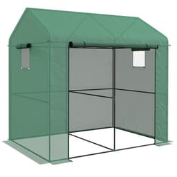 image-Outsunny Walk-in Green House with Roll-up Door and Mesh Windows, 200x140x200cm