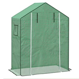image-Outsunny PE Greenhouse Cover Replacement with Door and Mesh Windows, Green