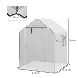 image-Outsunny Walk-in Greenhouse Cover Replacement with Door and Mesh Windows, White