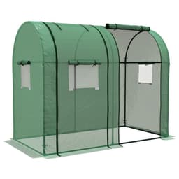 image-Outsunny Tomato Greenhouse with 2 Roll-up Doors and 4 Mesh Windows, Green