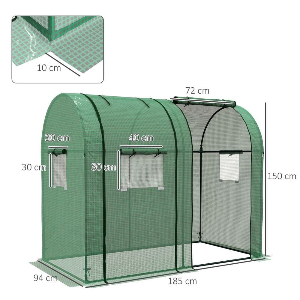 image-Outsunny Tomato Greenhouse with 2 Roll-up Doors and 4 Mesh Windows, Green