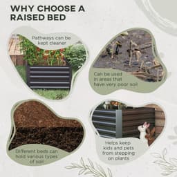 image-Outsunny Galvanised Steel Outdoor Raised Bed w/ Reinforced Rods, Dark Grey
