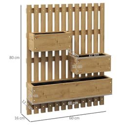 image-Outsunny Wooden Garden Planters with Trellis Wall-mounted Raised Garden Bed