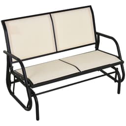 image-Outsunny 2-Person Patio Glider Bench Gliding Chair Loveseat w/ Armrest Beige
