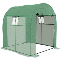 image-Outsunny 1.8 x 1.8 x 2m Polytunnel Greenhouse with Doors and Mesh Windows