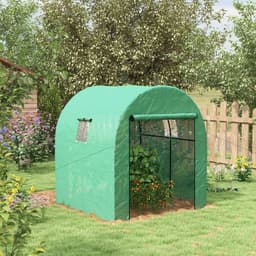 image-Outsunny 1.8 x 1.8 x 2m Polytunnel Greenhouse with Doors and Mesh Windows
