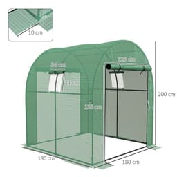 image-Outsunny 1.8 x 1.8 x 2m Polytunnel Greenhouse with Doors and Mesh Windows