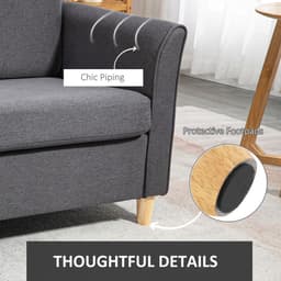 image-HOMCOM Double Seat Sofa Linen Upholstery Loveseat Couch w/ Armrests, Dark Grey