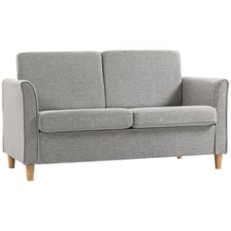 image-HOMCOM Double Seat Sofa Linen Upholstery Loveseat Couch w/ Armrests, Light Grey
