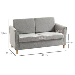 image-HOMCOM Double Seat Sofa Linen Upholstery Loveseat Couch w/ Armrests, Light Grey
