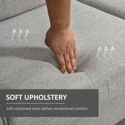 image-HOMCOM Double Seat Sofa Linen Upholstery Loveseat Couch w/ Armrests, Light Grey