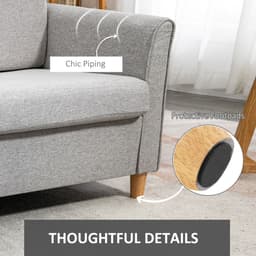 image-HOMCOM Double Seat Sofa Linen Upholstery Loveseat Couch w/ Armrests, Light Grey