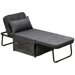 image-HOMCOM Folding Sleeper Chair Bed with Pillow and Side Pockets, Charcoal Grey