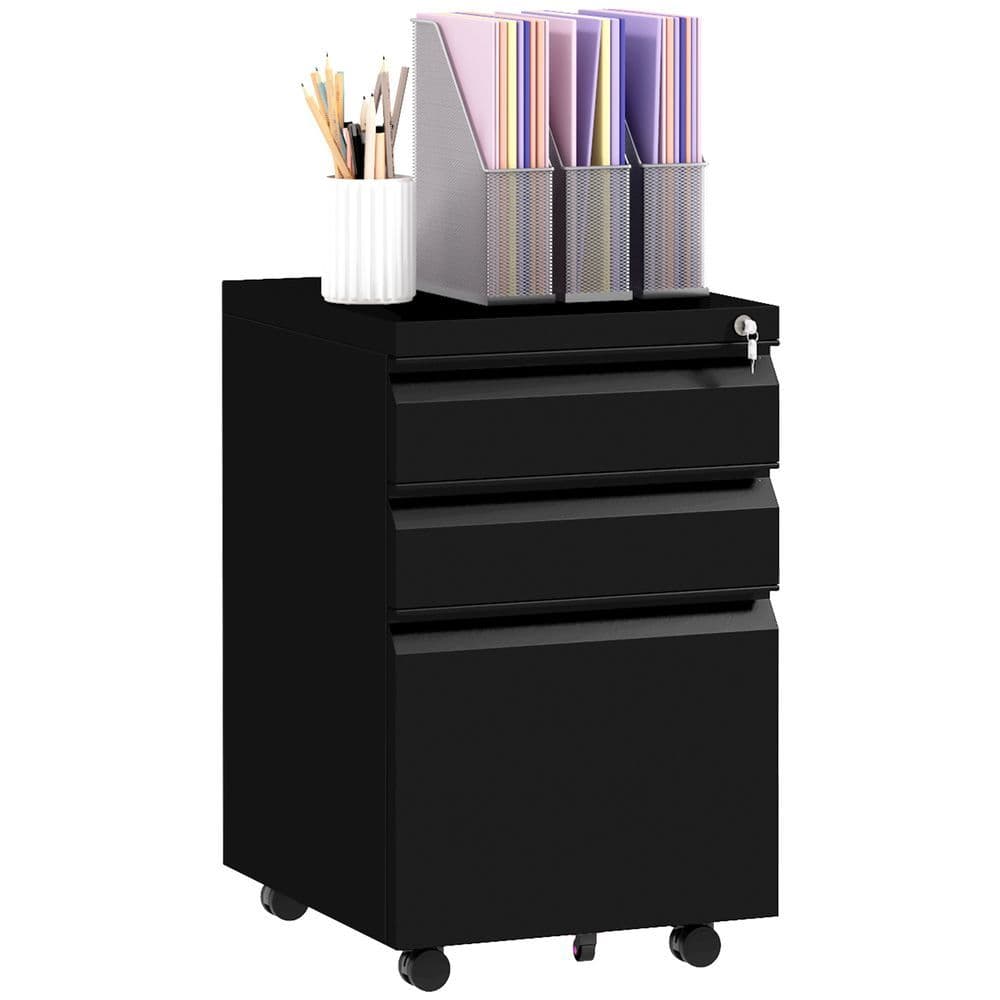 image-Vinsetto Steel File Cabinet with Lock and Hanging Bar for Letter A4 Legal Size