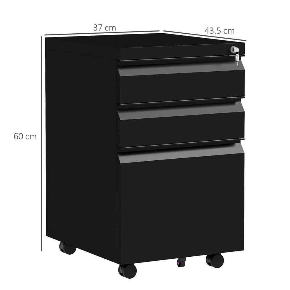 image-Vinsetto Steel File Cabinet with Lock and Hanging Bar for Letter A4 Legal Size