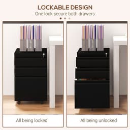 image-Vinsetto Steel File Cabinet with Lock and Hanging Bar for Letter A4 Legal Size