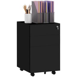 image-Vinsetto Steel File Cabinet with Lock Hanging Bar for Letter A4 Legal Size Black
