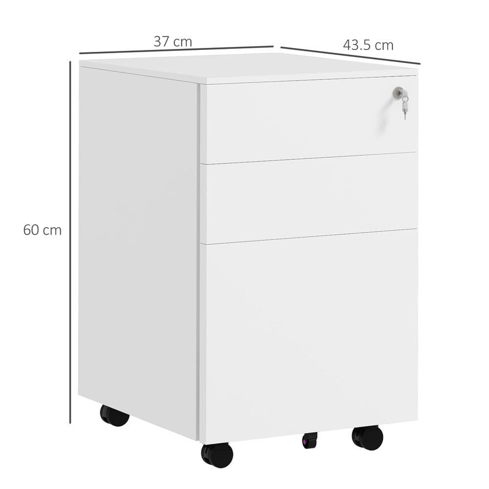 image-Vinsetto Steel File Cabinet with Lock Hanging Bar for Letter A4 Legal Size White