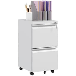 image-Vinsetto Steel File Cabinet with Lock Hanging Bar for Letter A4 Legal Size White