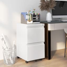 image-Vinsetto Steel File Cabinet with Lock Hanging Bar for Letter A4 Legal Size White