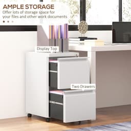 image-Vinsetto Steel File Cabinet with Lock Hanging Bar for Letter A4 Legal Size White