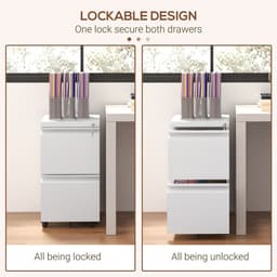 image-Vinsetto Steel File Cabinet with Lock Hanging Bar for Letter A4 Legal Size White