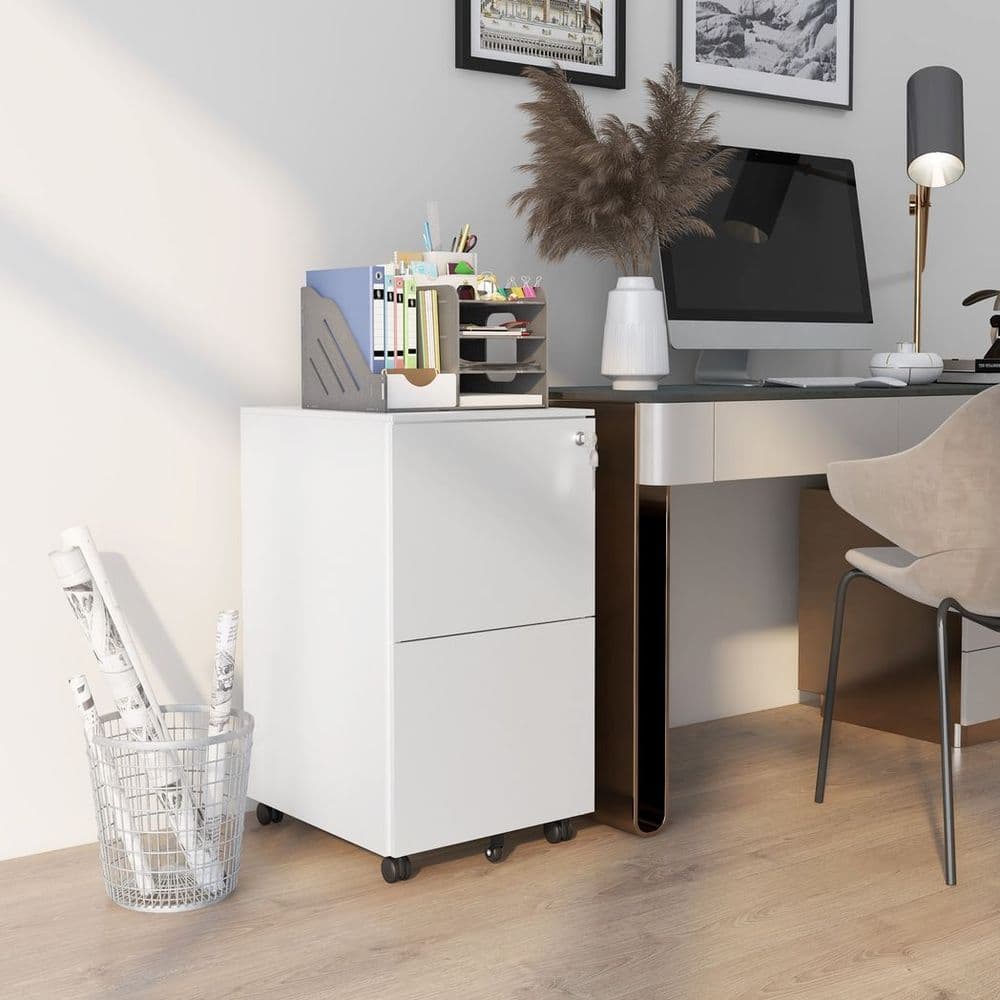 image-Vinsetto Steel File Cabinet with Lock and Hanging Bar for Letter A4 Legal Size