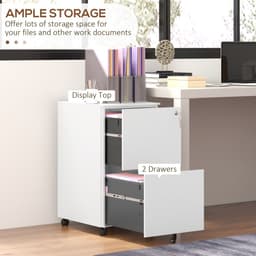 image-Vinsetto Steel File Cabinet with Lock and Hanging Bar for Letter A4 Legal Size