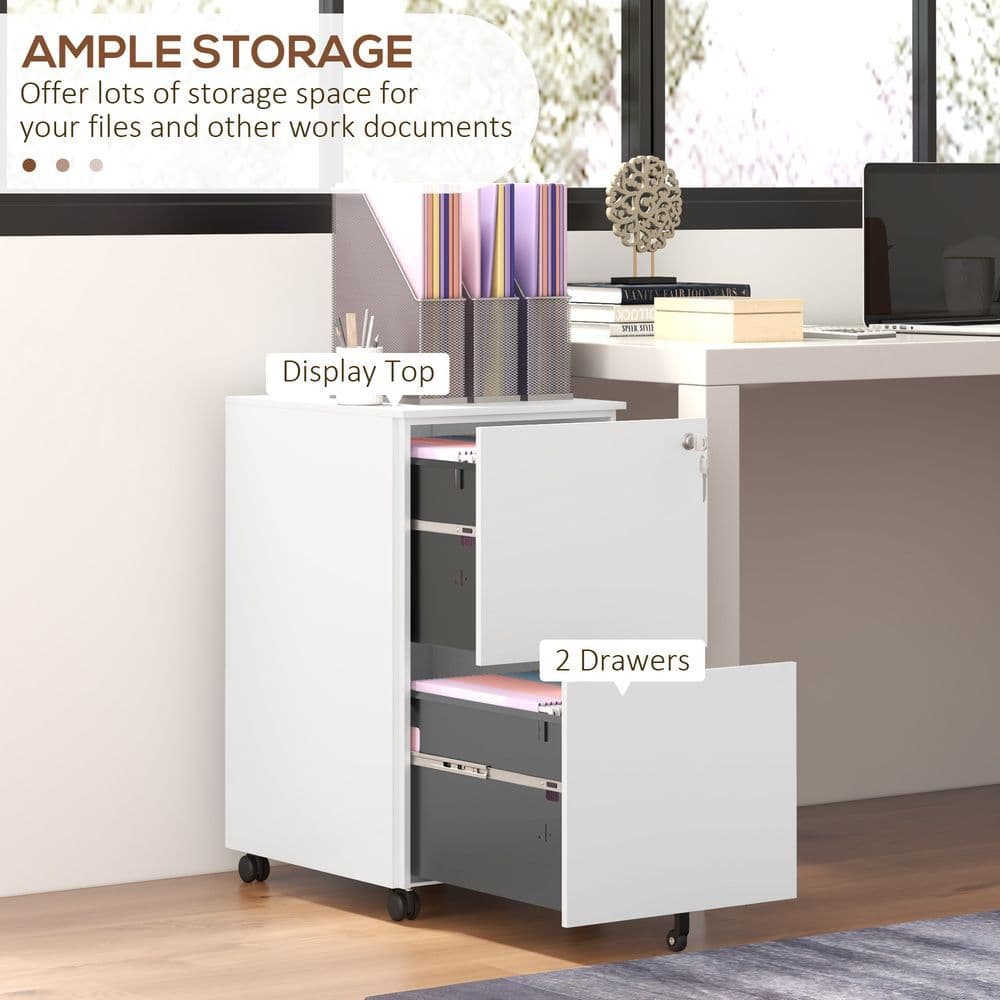 image-Vinsetto Steel File Cabinet with Lock and Hanging Bar for Letter A4 Legal Size