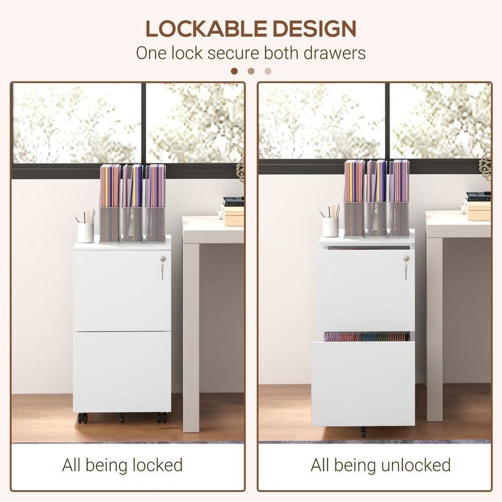 image-Vinsetto Steel File Cabinet with Lock and Hanging Bar for Letter A4 Legal Size
