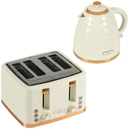 image-HOMCOM Kettle and Toaster Set 1.7L Rapid Boil Kettle & 4 Slice Toaster Beige