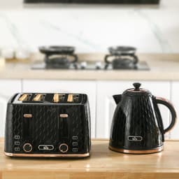 image-HOMCOM 1.7L Kettle and Toaster Set with Defrost, Reheat and Crumb Tray, Black