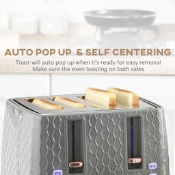 image-HOMCOM 1.7L Kettle and Toaster Set with Defrost, Reheat and Crumb Tray, Grey