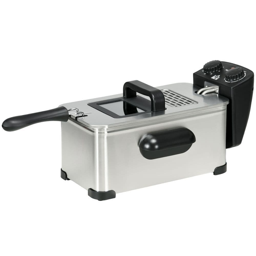 image-HOMCOM 3 Litre Deep Fat Fryer with Adjustable Temperature, 60min Timer, 2000W