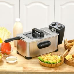 image-HOMCOM 3 Litre Deep Fat Fryer with Adjustable Temperature, 60min Timer, 2000W