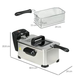 image-HOMCOM 3 Litre Deep Fat Fryer with Adjustable Temperature, 60min Timer, 2000W