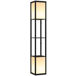 image-HOMCOM Shelf Floor Lamp with Dual Light, for Living Room, Bedroom, Black