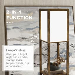 image-HOMCOM Shelf Floor Lamp with Dual Light, for Living Room, Bedroom, Brown
