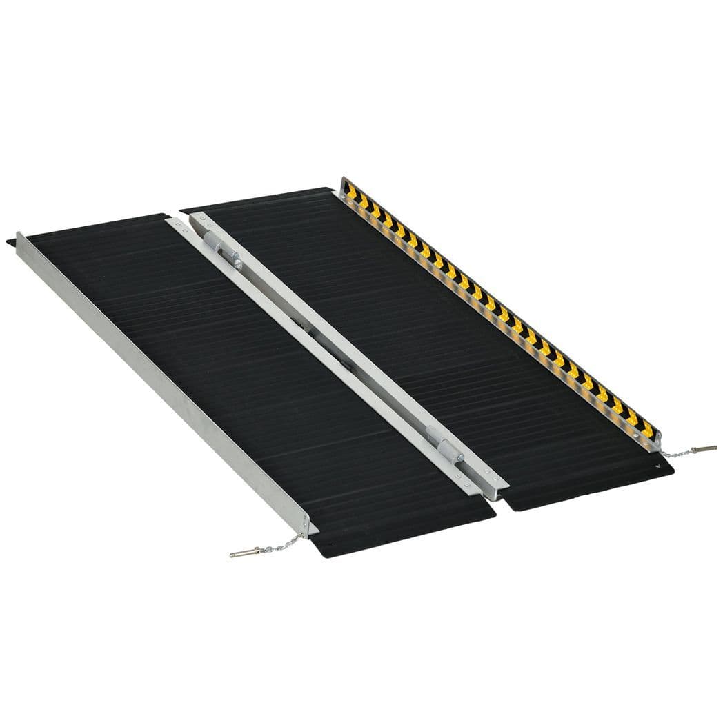 image-HOMCOM Folding Aluminium Wheelchair Ramp 122x73cm 272KG Capacity for Home