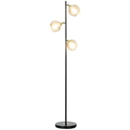 image-HOMCOM Modern Floor Lamp with Glass Global Shade, 3 Light, for Living Room