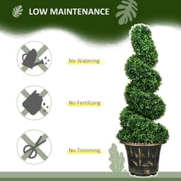 image-HOMCOM Set of 2 Potted Artificial Plants, Topiary Spiral Boxwood Trees, 90cm