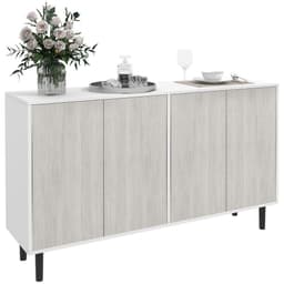 image-HOMCOM Sideboard Storage Cabinet for Living Room with Adjustable Shelves White