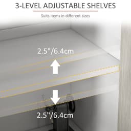 image-HOMCOM Sideboard Storage Cabinet for Living Room with Adjustable Shelves White