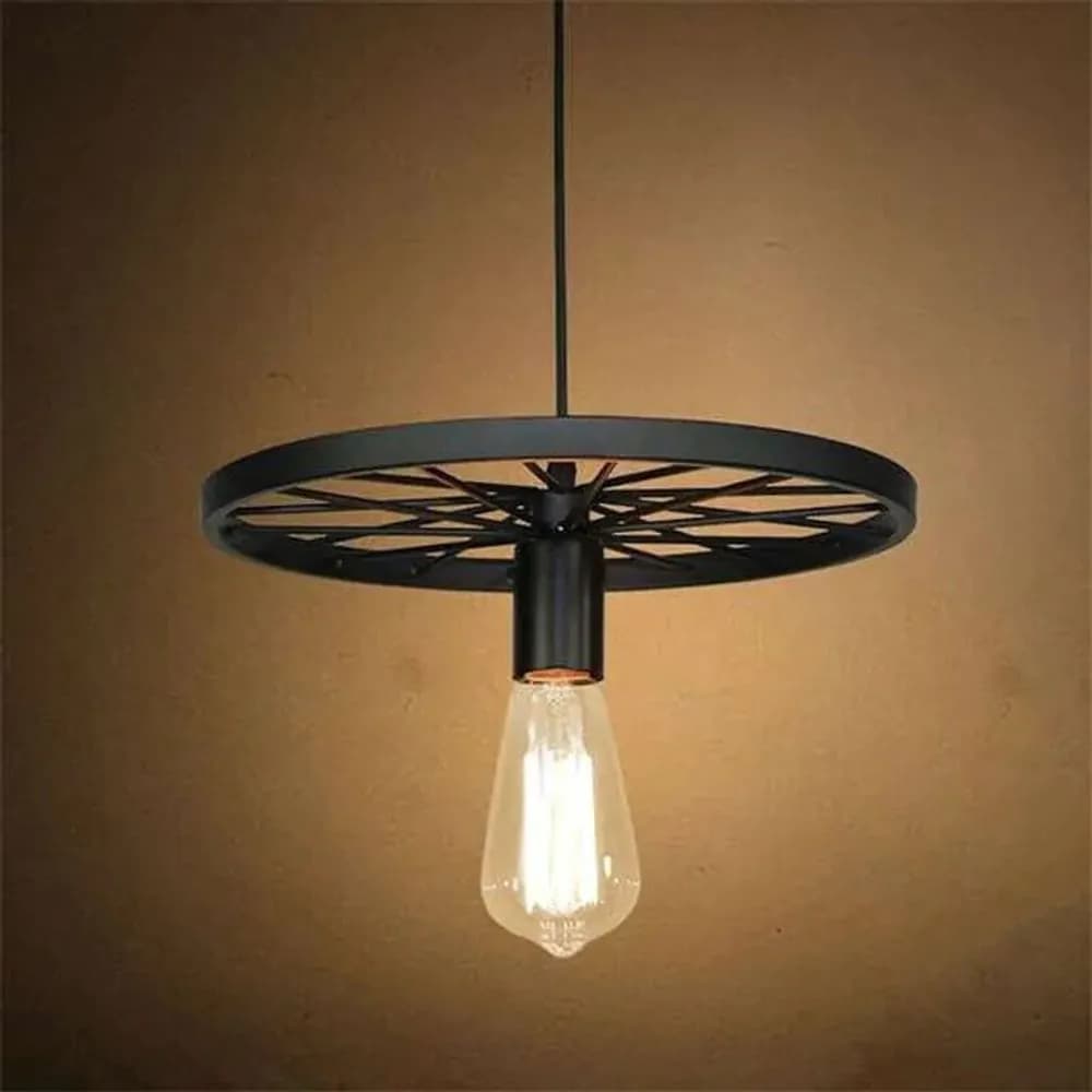image-Vintage Industrial Chandelier Ceiling Wheel Light Hanging Pendant~1632