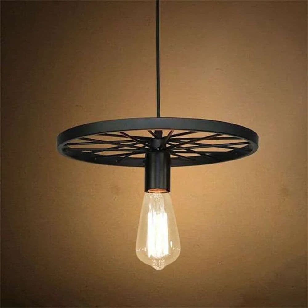 image-Vintage Industrial Chandelier Ceiling Wheel Light Hanging Pendant~1632