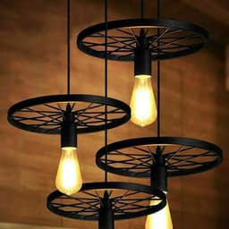 image-Vintage Industrial Chandelier Ceiling Wheel Light Hanging Pendant~1632